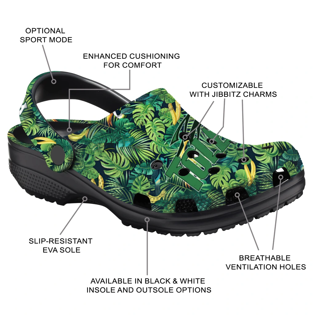 personalized toledo rockets tropical leaves clogs new arrival personalized toledo rockets tropical leaves clogs new arrival