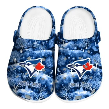 personalized toronto blue jays snowy hills clogs best selling
