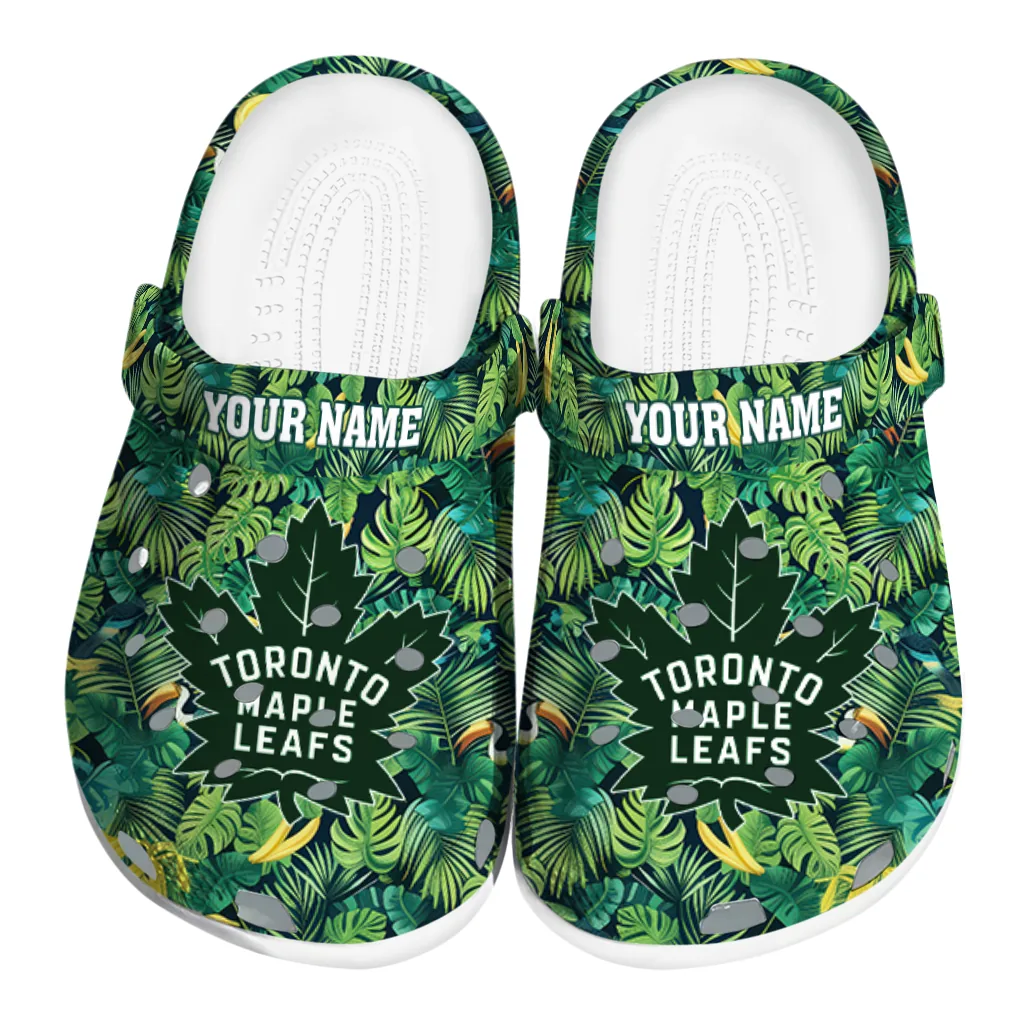 personalized toronto maple leafs tropical leaves clogs best selling personalized toronto maple leafs tropical leaves clogs best selling