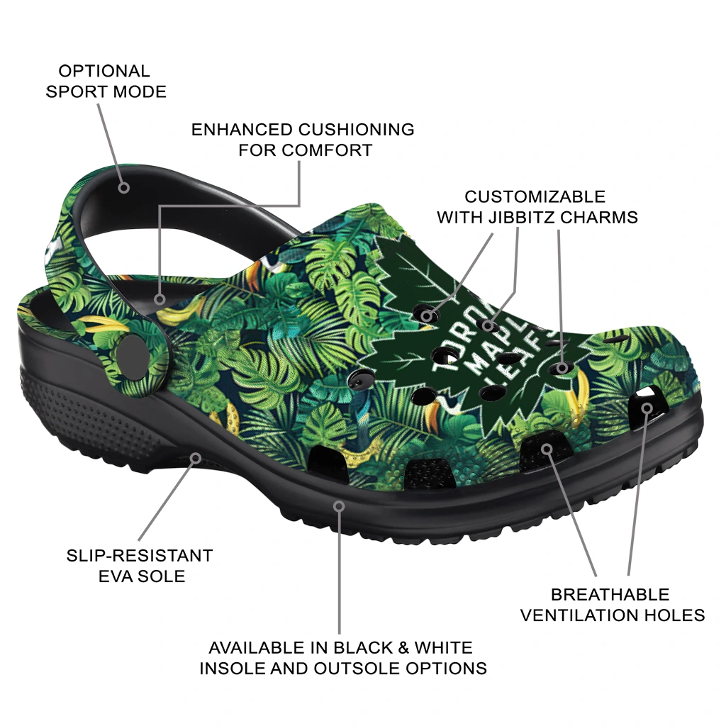 personalized toronto maple leafs tropical leaves clogs new arrival personalized toronto maple leafs tropical leaves clogs new arrival