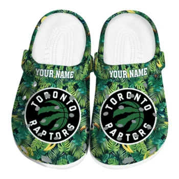 personalized toronto raptors tropical leaves clogs best selling