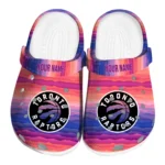 personalized toronto raptors wavy stripes clogs best selling