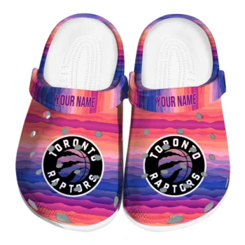 personalized toronto raptors wavy stripes clogs best selling