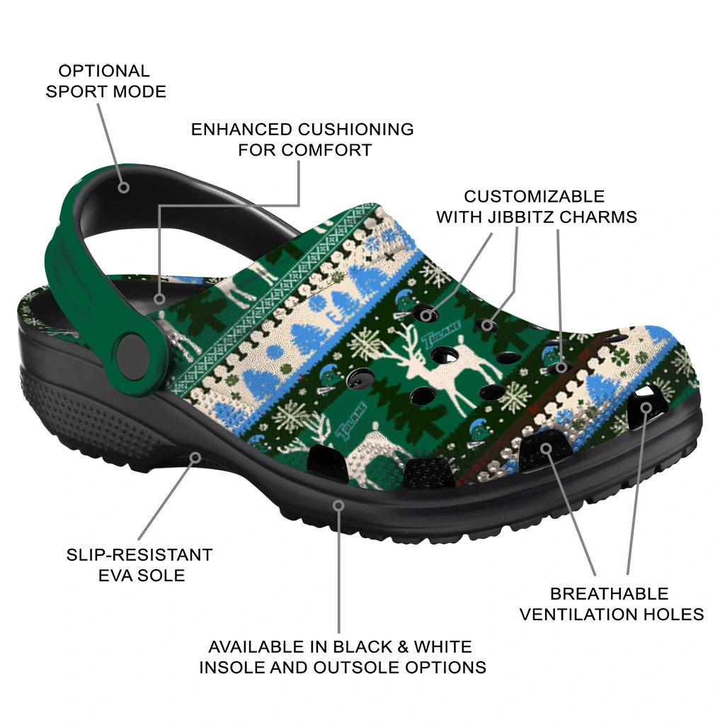 personalized tulane green wave christmas motif clogs new arrival personalized tulane green wave christmas motif clogs new arrival