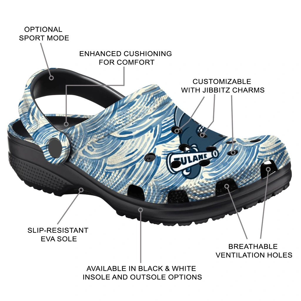 personalized tulane green wave sea swirls clogs new arrival personalized tulane green wave sea swirls clogs new arrival