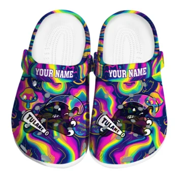 personalized tulane green wave swirling mushrooms clogs best selling