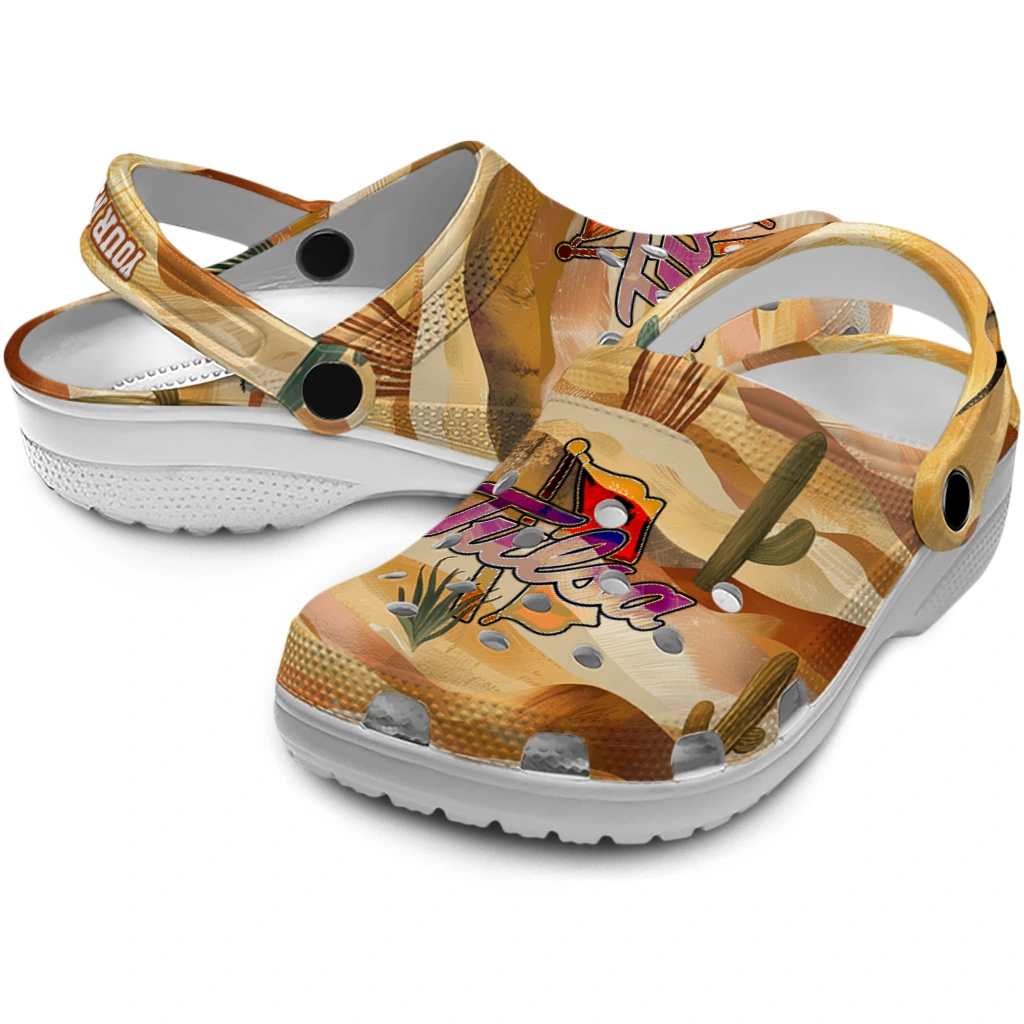 personalized tulsa golden hurricane desert layers clogs high quality personalized tulsa golden hurricane desert layers clogs high quality