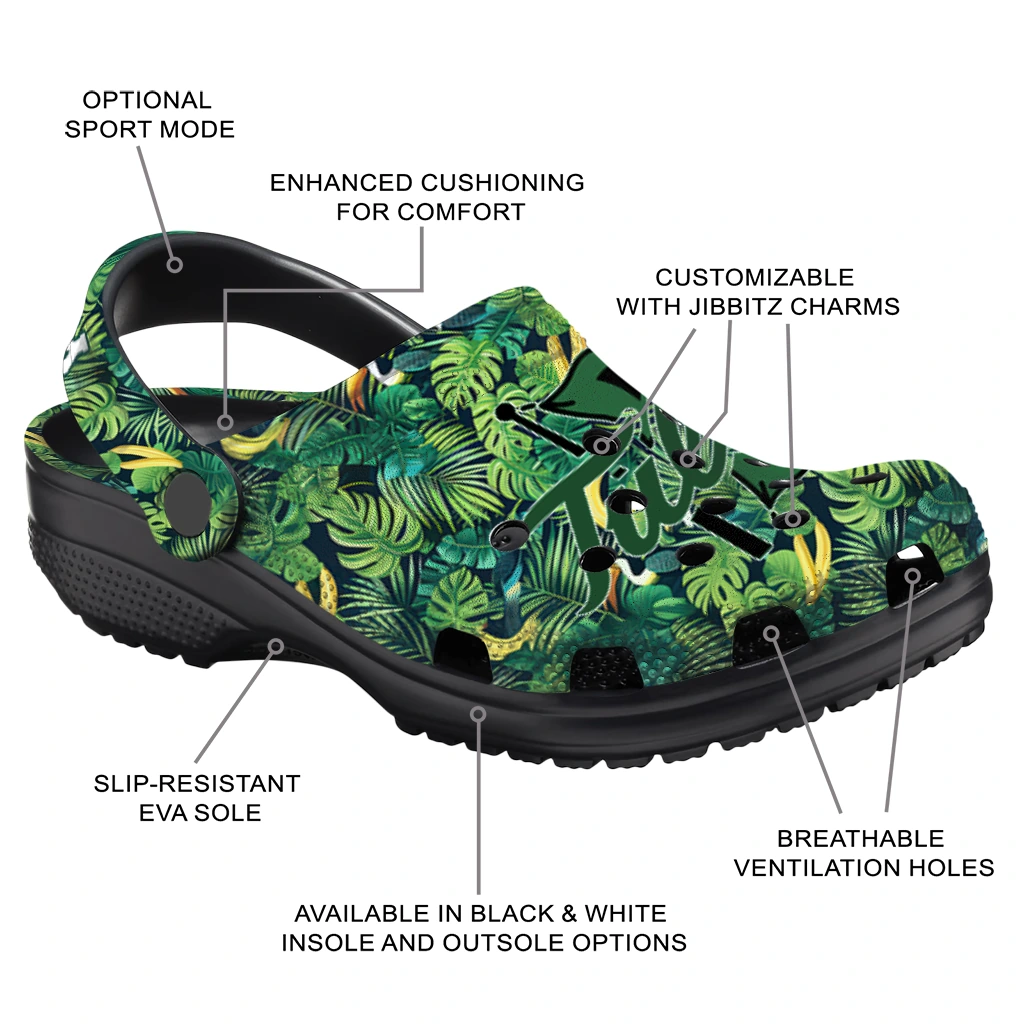 personalized tulsa golden hurricane tropical leaves clogs new arrival personalized tulsa golden hurricane tropical leaves clogs new arrival