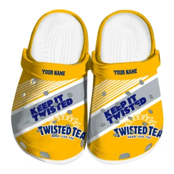 personalized twisted tea keep it twisted yellow gray clogs best selling hey clogs
