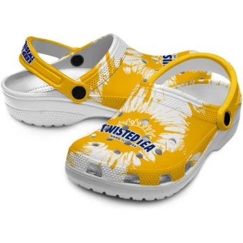 personalized twisted tea splash burst yellow white clogs high quality hey clogs