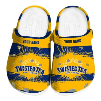 personalized twisted tea sun splash blue yellow clogs best selling hey clogs