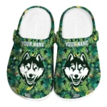personalized uconn huskies tropical leaves clogs best selling