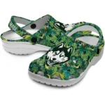 personalized uconn huskies tropical leaves clogs best selling