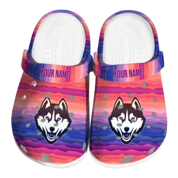 personalized uconn huskies wavy stripes clogs best selling