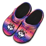 personalized uconn huskies wavy stripes clogs best selling