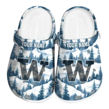 personalized washington huskies snowy mountains clogs best selling