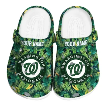 personalized washington nationals tropical leaves clogs best selling