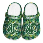 personalized washington state cougars tropical leaves clogs best selling