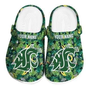 personalized washington state cougars tropical leaves clogs best selling