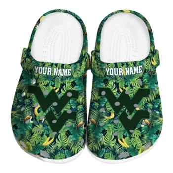 personalized west virginia mountaineers tropical leaves clogs best selling