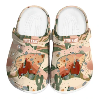 personalized wisconsin badgers desert cactus pattern clogs best selling