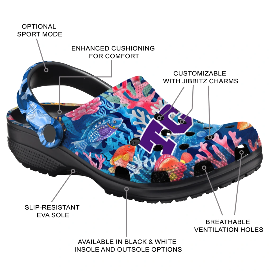 tcu horned frogs ocean wonders clogs new arrival tcu horned frogs ocean wonders clogs new arrival