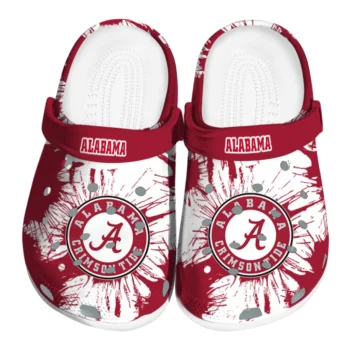 Alabama Crimson Tide Splatter Graphics Clogs