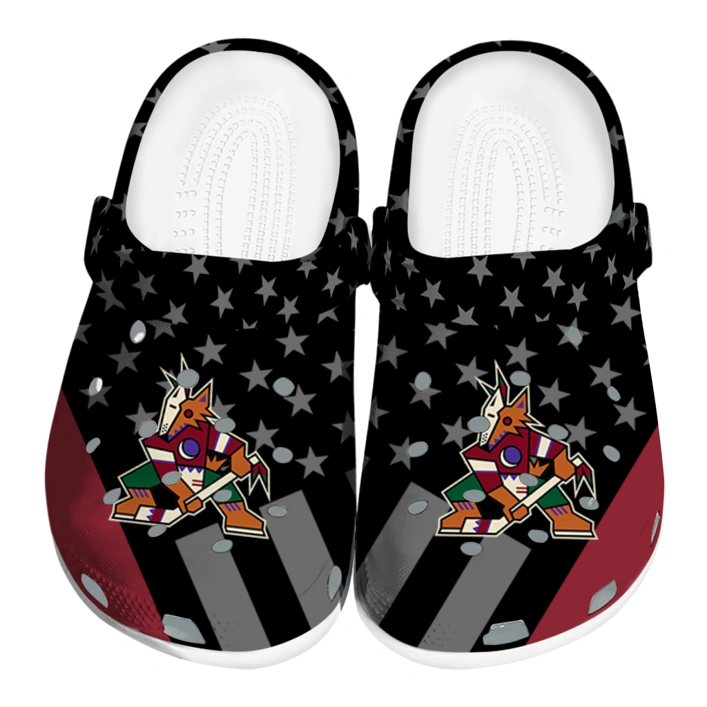 arizona-coyotes-stellar-stripes-theme-clogs-best-selling arizona coyotes stellar stripes theme clogs best selling