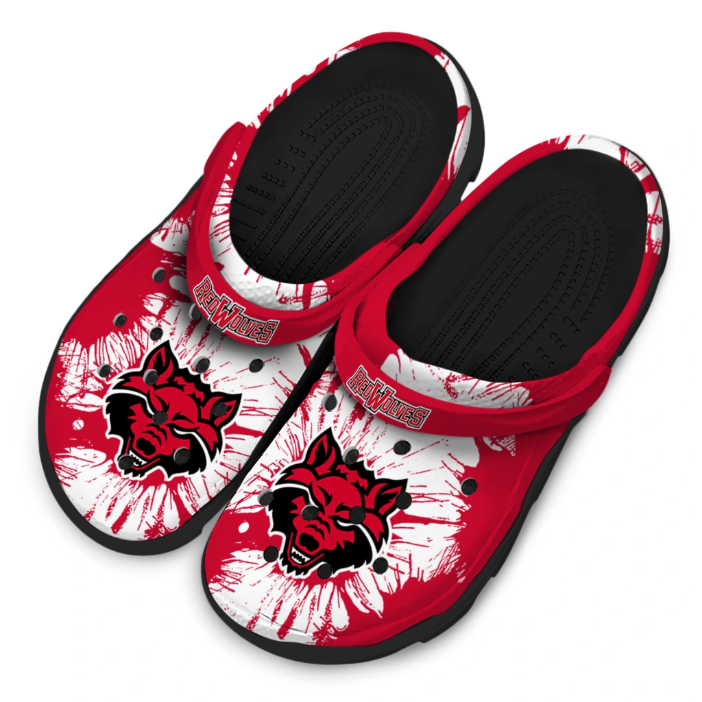 arkansas-state-red-wolves-splatter-graphics-clogs-latest-model