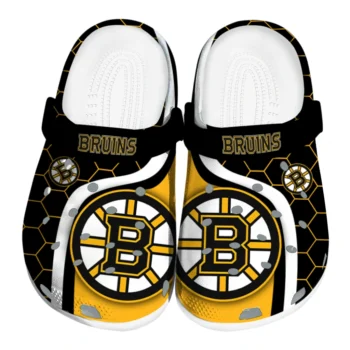 Boston Bruins Hexagon Grid Clogs
