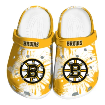 Boston Bruins Splatter Graphics Clogs