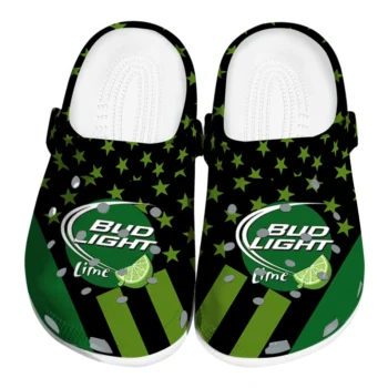 Bud light Green Stars Green Black Clogs