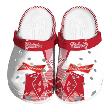 Budweiser Bowtie Focus Red White Clogs