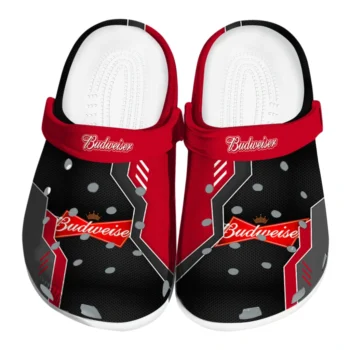 Budweiser Bowtie Logo Red Black Clogs