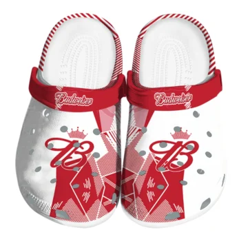 Budweiser Overlay Monogram Red White Clogs