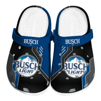 Busch Light Geometric Motif Blue Black Clogs