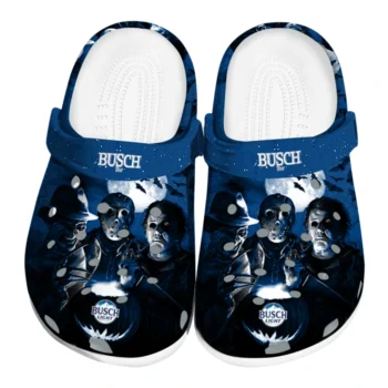 Busch Light Ghoul Faces Blue White Clogs