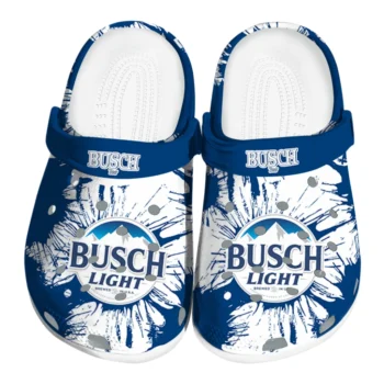 Busch Light Logo Splash Blue White Clogs