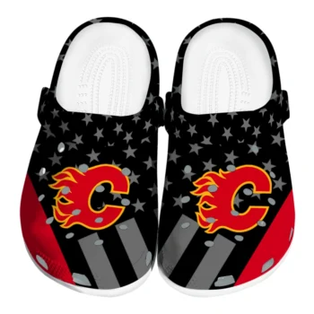 Calgary Flames Stellar Stripes Theme Clogs