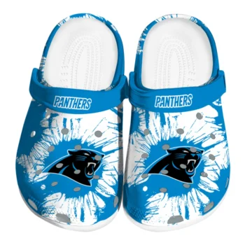 Carolina Panthers Splatter Graphics Clogs