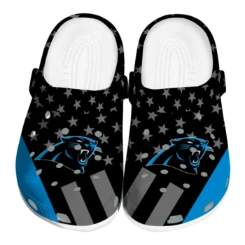 Carolina Panthers Stellar Stripes Theme Clogs