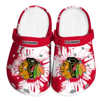 Chicago Blackhawks Splatter Graphics Clogs