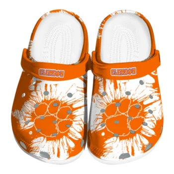 Clemson Tigers Splatter Graphics Clogs