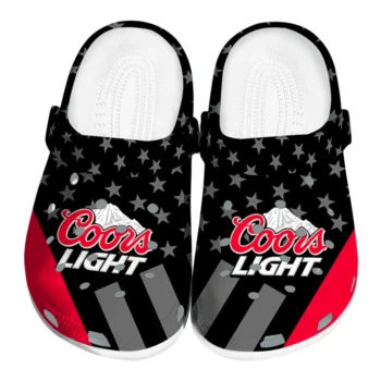 Coors Light Beer Stars Overlay Black Red Clogs