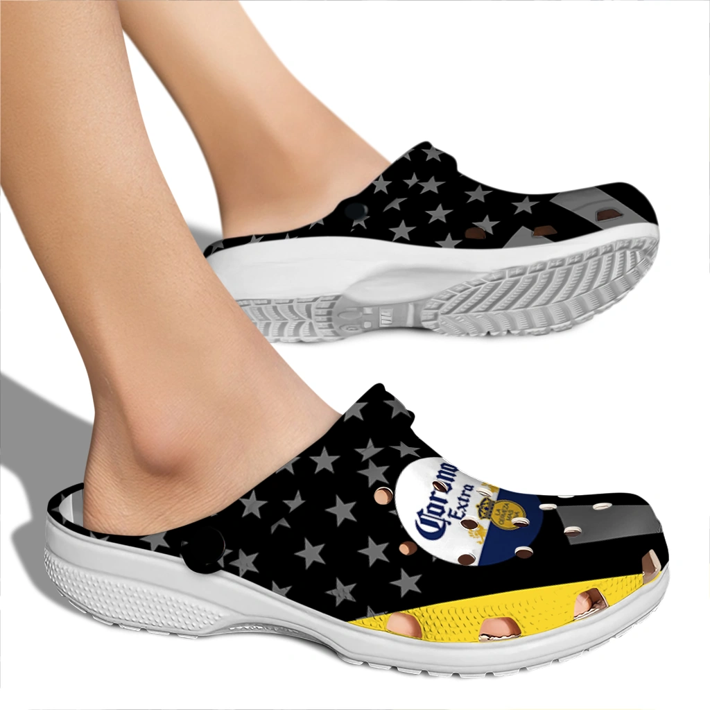 corona-beer-cap-centered-black-yellow-clogs-fashion-forward-hey-clogs.webp