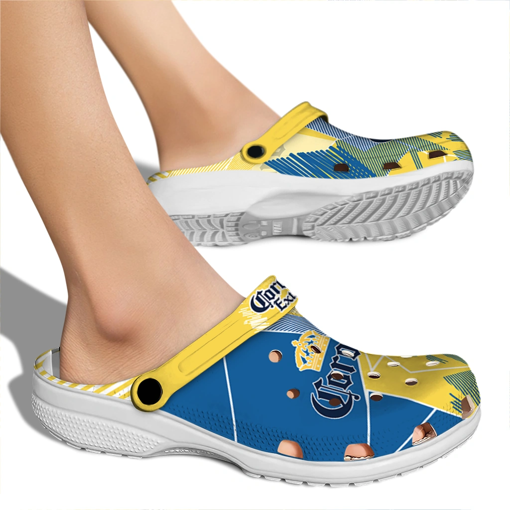 corona-beer-crown-shield-blue-yellow-clogs-fashion-forward-hey-clogs.webp