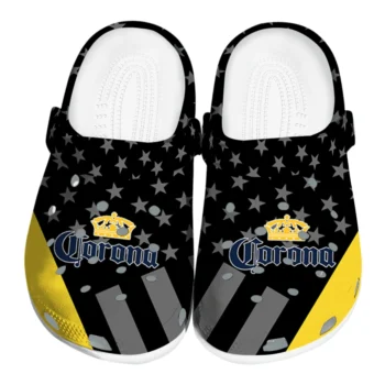 Corona Beer Star Pattern Black Yellow Clogs
