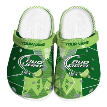 Custom Bud light Abstract Stripes Green LightGreen Clogs