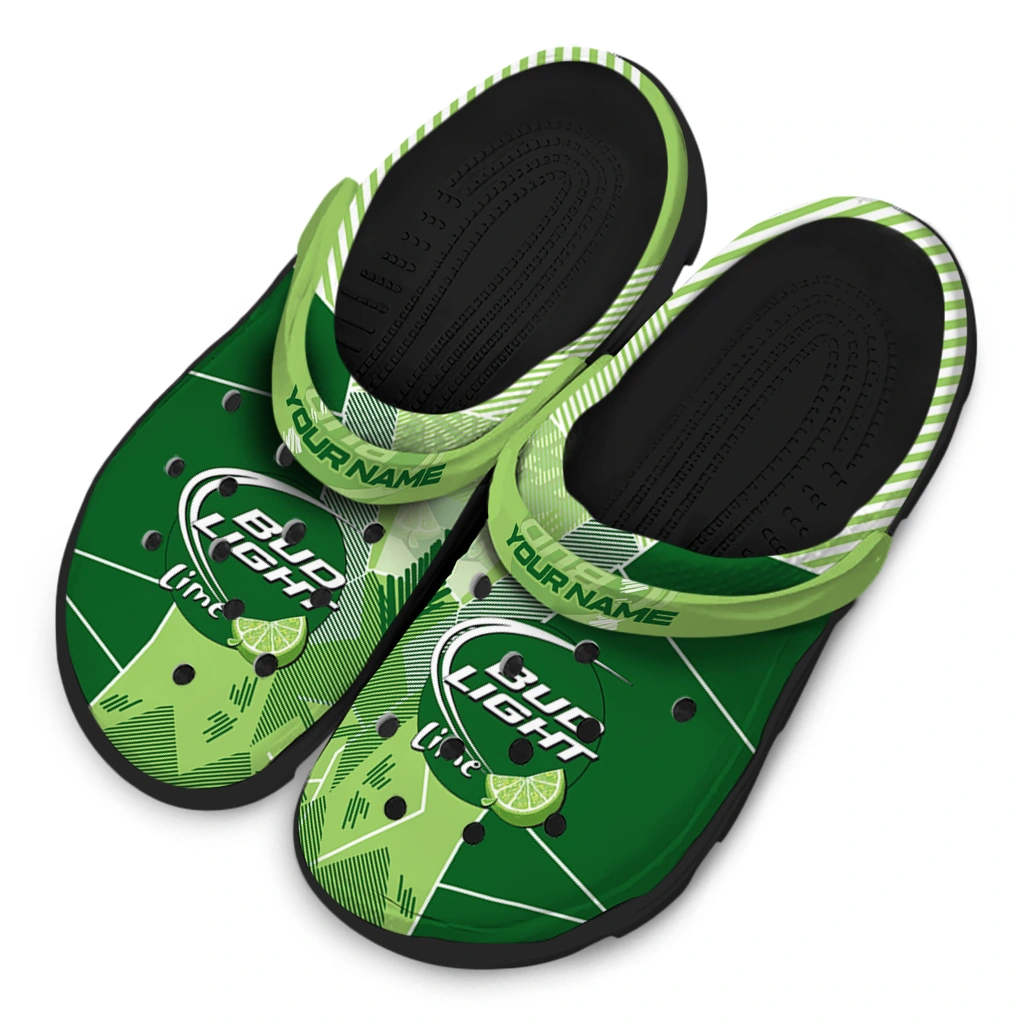 custom-bud-light-abstract-stripes-green-lightgreen-clogs-latest-model-hey-clogs.webp