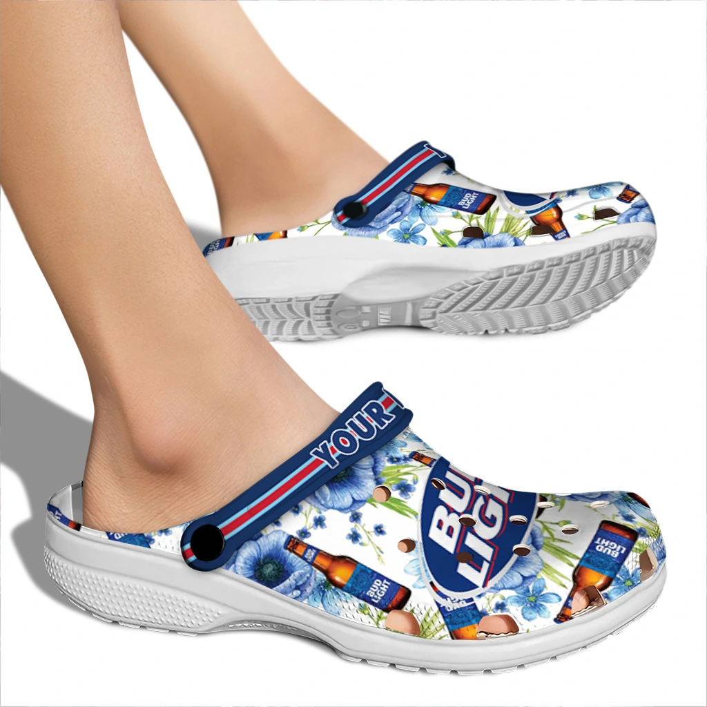 custom-bud-light-bottle-florals-blue-orange-clogs-fashion-forward-hey-clogs.webp